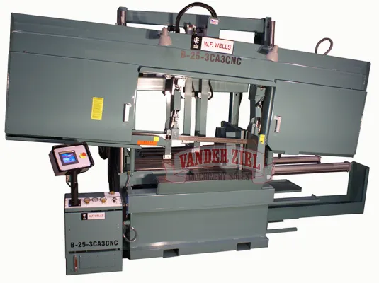W.F. Wells 25" x 40" CNC Fully Automatic Canted Horizontal Saw, Model B-25-3C3A-CNC - NEW