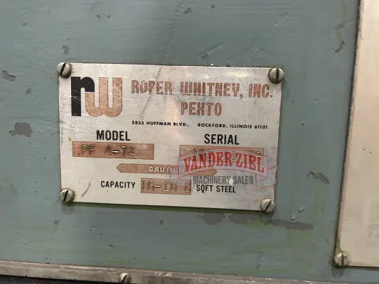 Roper Whitney 74" x 16-18 GA Mild Steel Initial Pinch Power Roll, Model PF 4-74 - Gallery Thumbnail 8