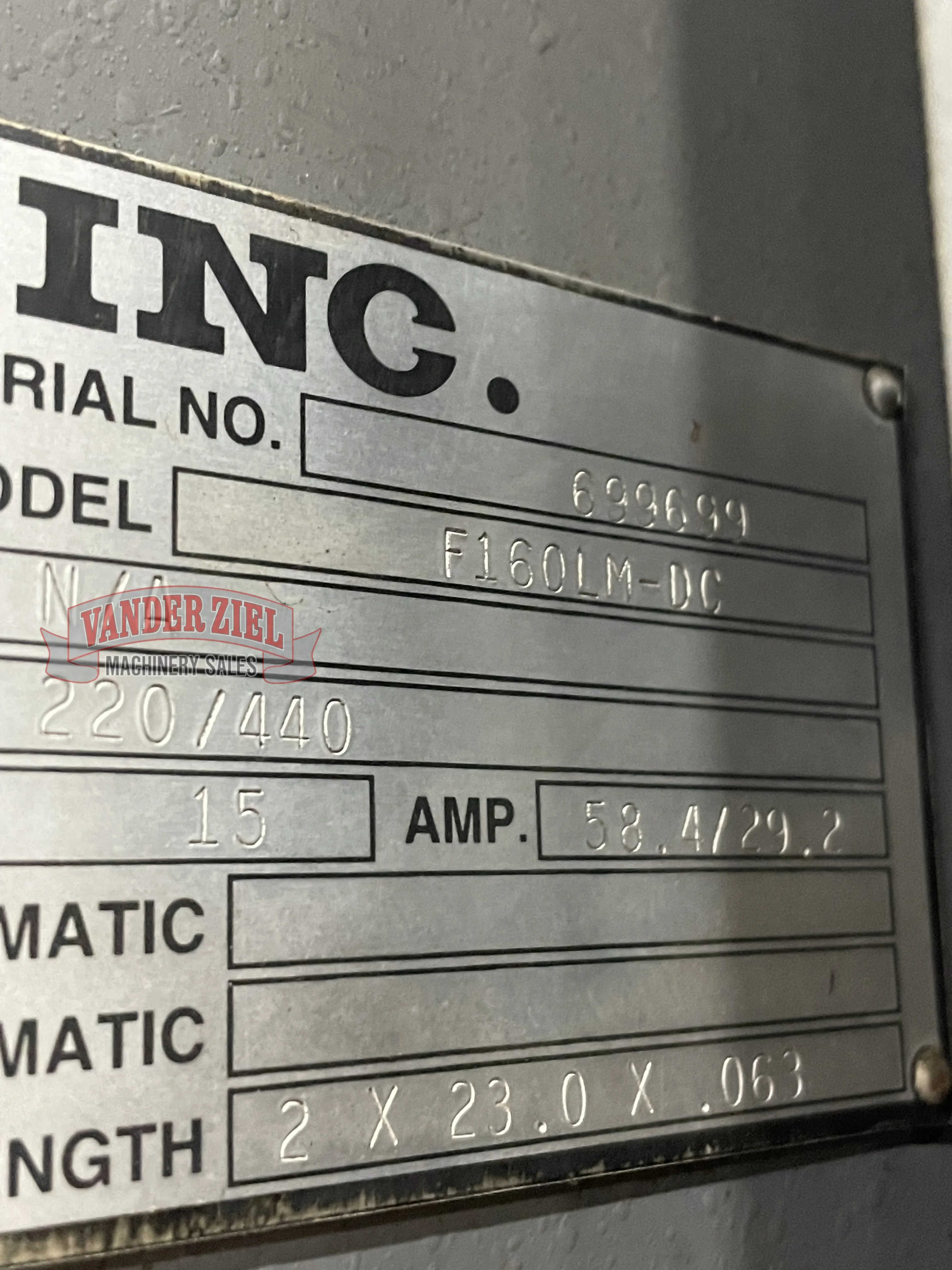 HE&M 25” x 30” Dual Post Column Horizontal Saw, Model F160LM-60 - Prefetch Image 32923