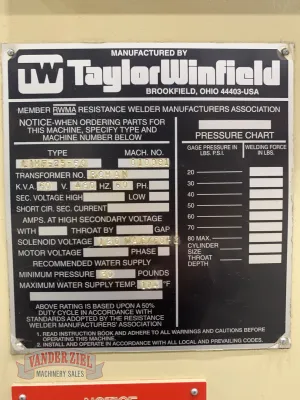 Taylor Winfield Resistance Welder, KVA 60 - Gallery Thumbnail 8