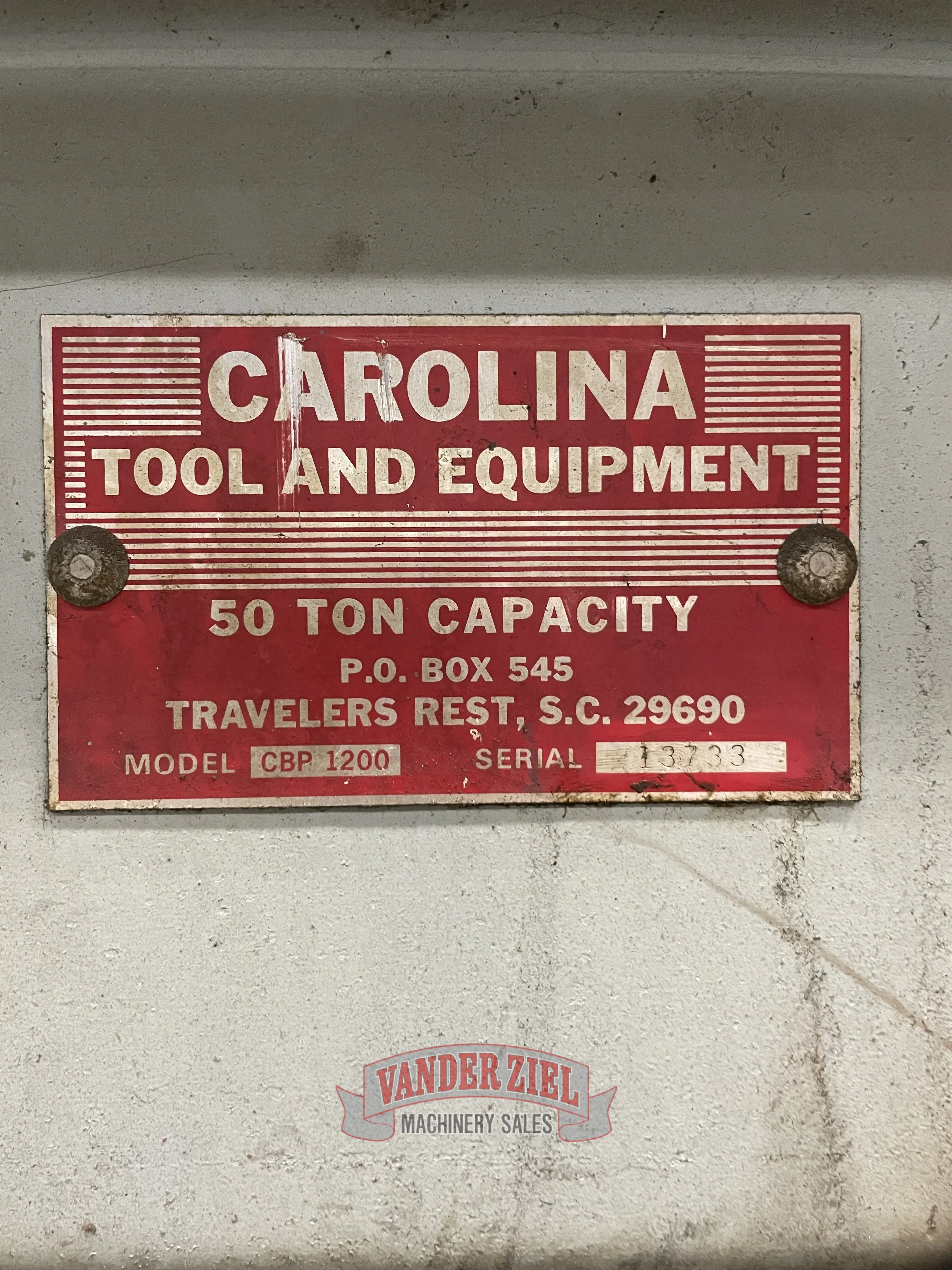 Carolina 50 Ton H-Frame Press, Model CBP 1200 - Prefetch Image 35158