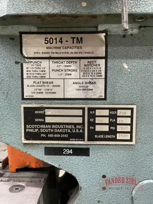 Scotchman 50 Ton Ironworker, Model 5014TM - Gallery Thumbnail 7