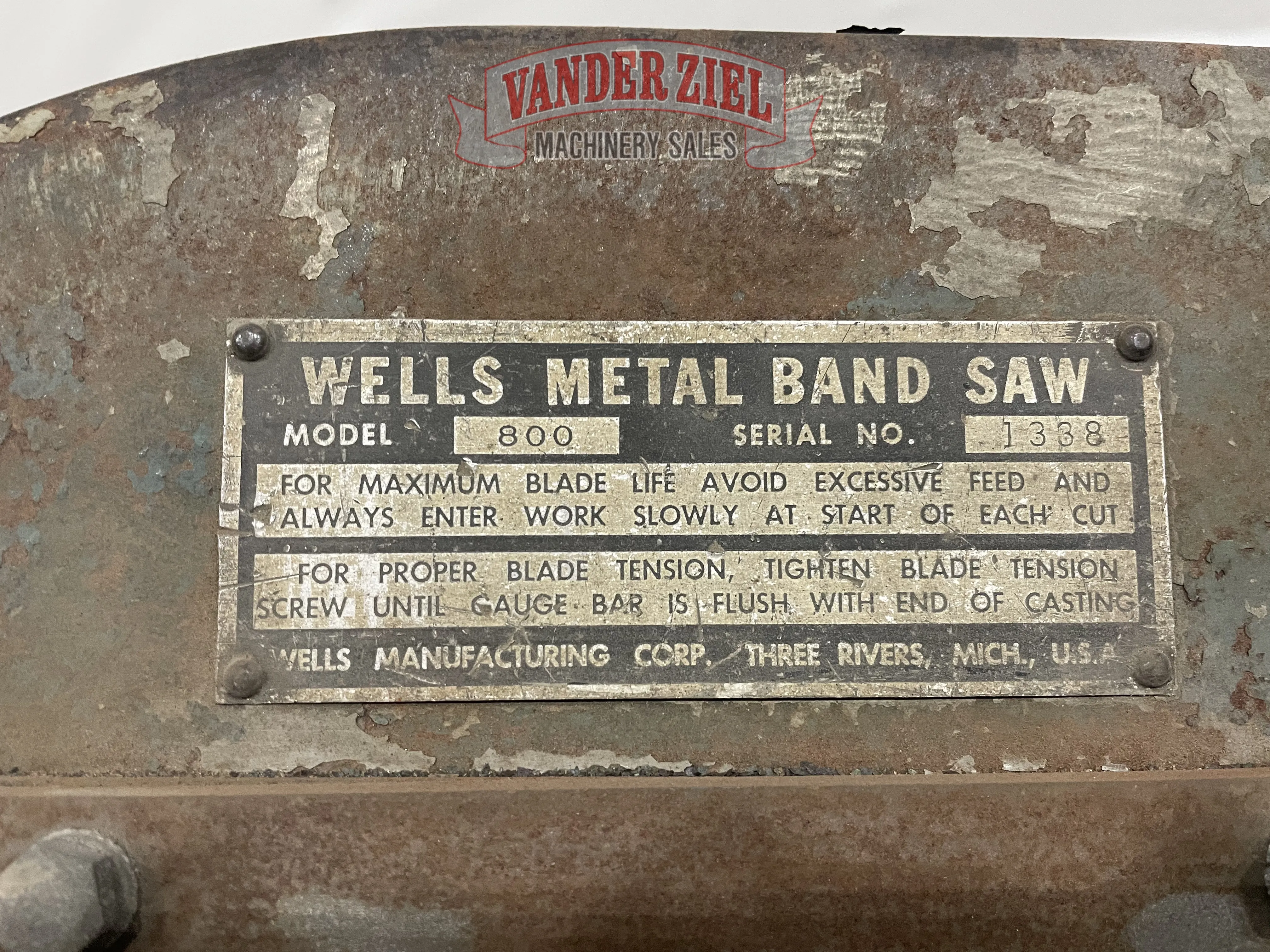 Wellsaw 8” x 16” Horizontal Saw, Model 800 - Prefetch Image 39136
