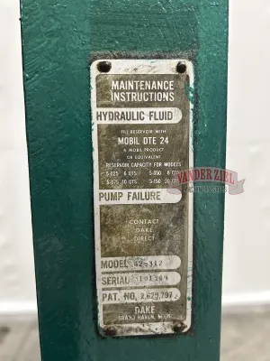 Dake 150 Ton Air Operated H Frame Press, Model 42-312 - Gallery Thumbnail 8