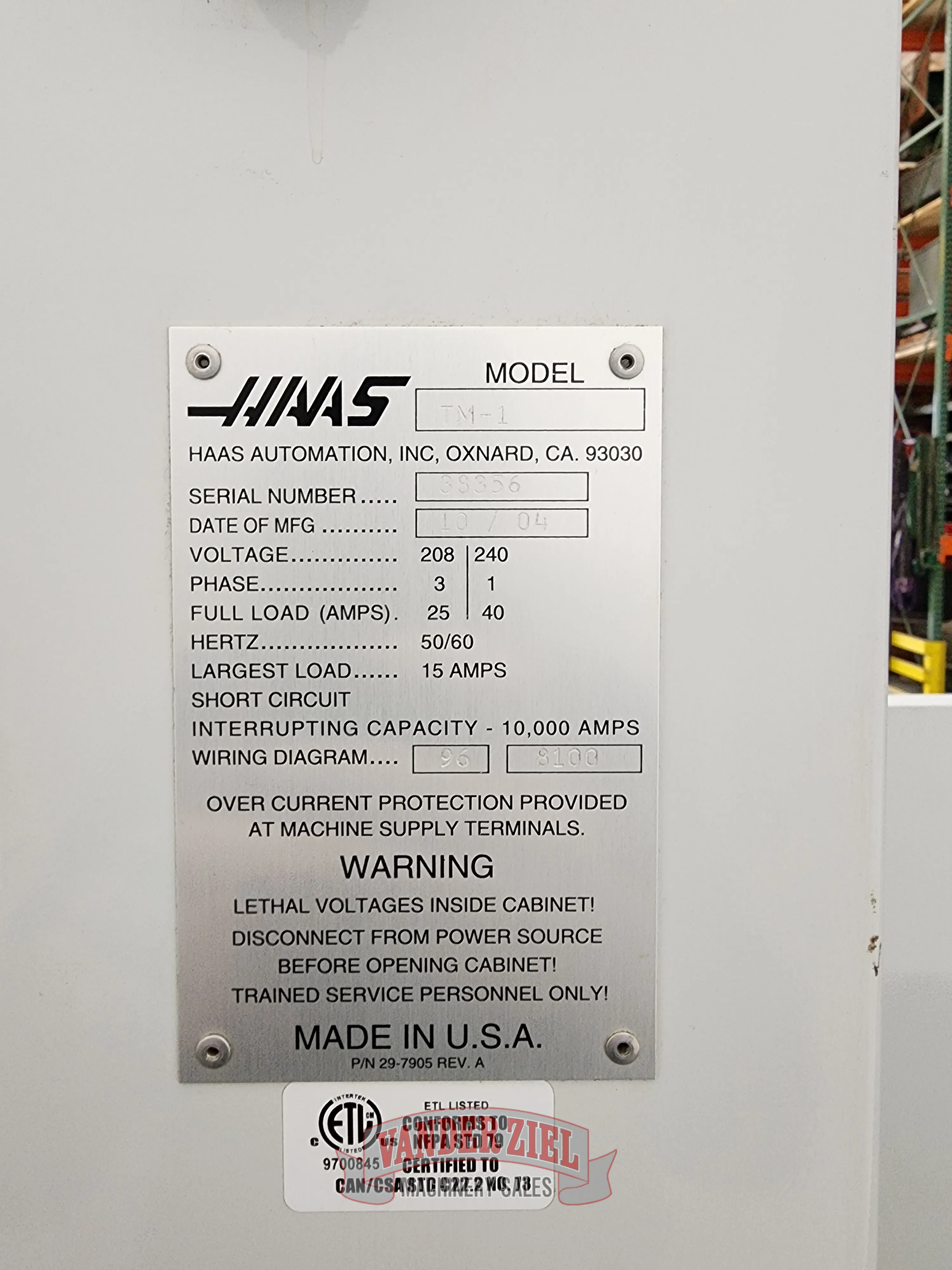 Haas TM-1 CNC Tool Room Mill, 2004 - Prefetch Image 42591