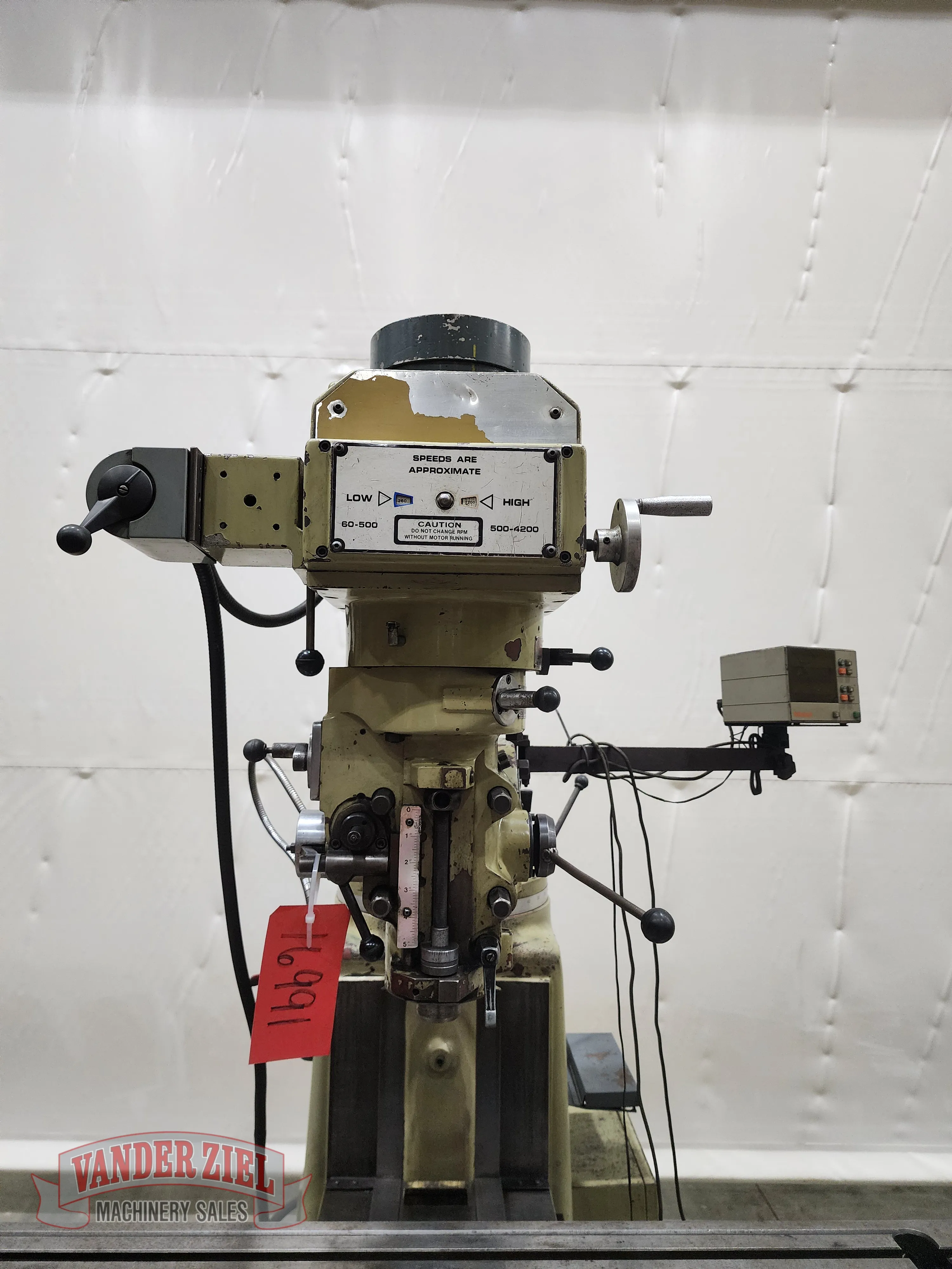Wells Index Vertical Knee Mill, Model 1050, 10" x 50" Table, 3 HP - Prefetch Image 42655
