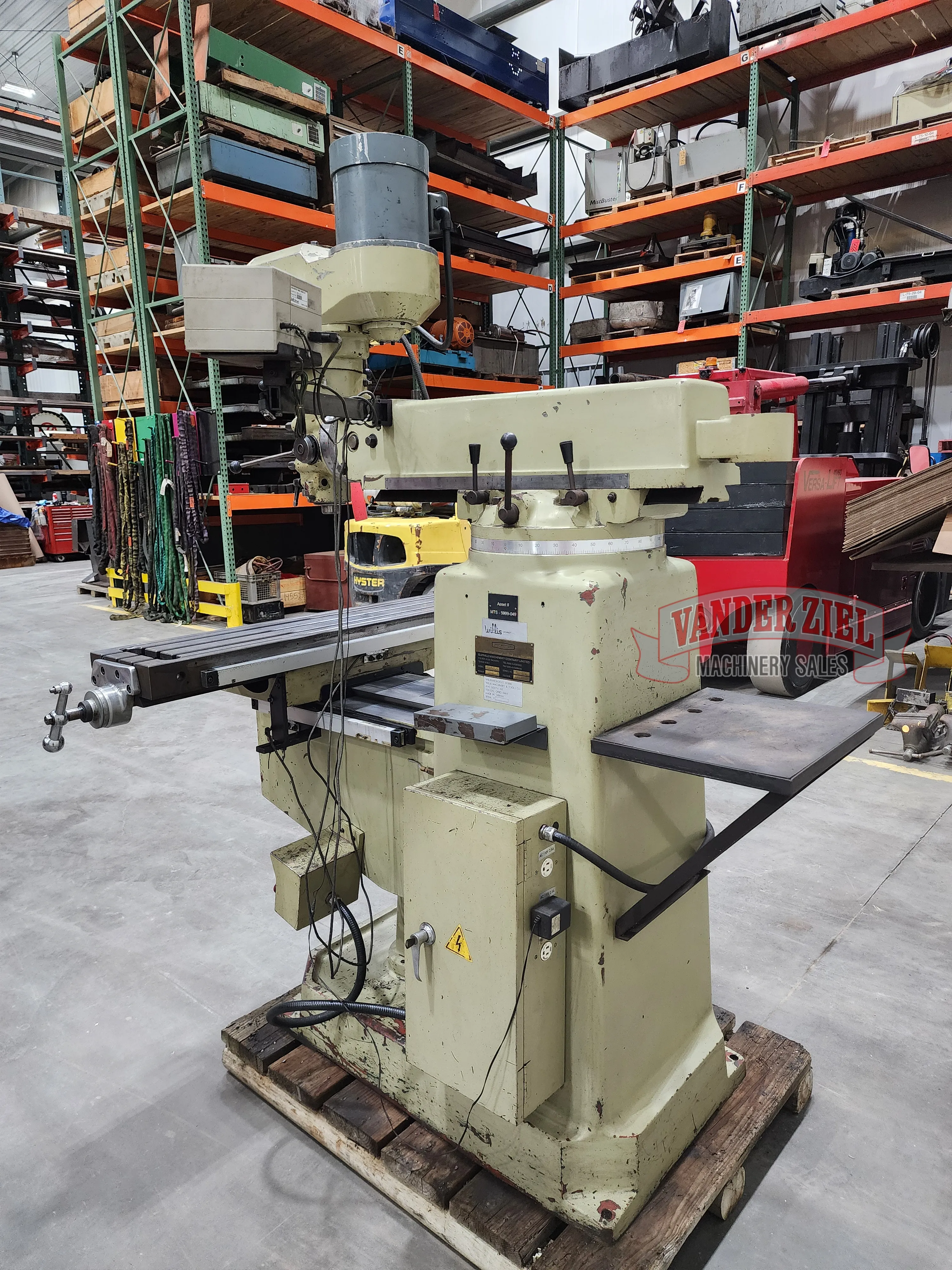Wells Index Vertical Knee Mill, Model 1050, 10" x 50" Table, 3 HP - Prefetch Image 42657