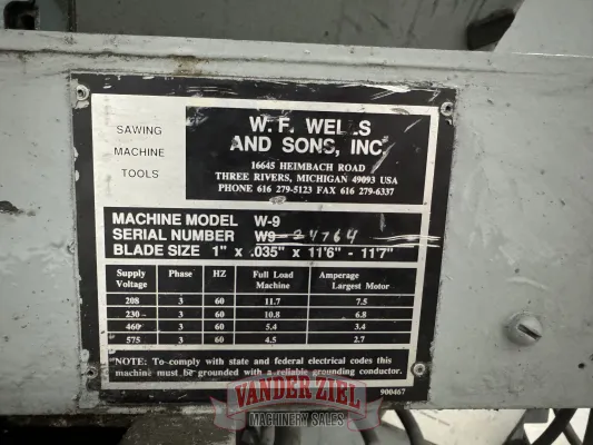 WF Wells Model W-9 Horizontal Saw - Gallery Thumbnail 5