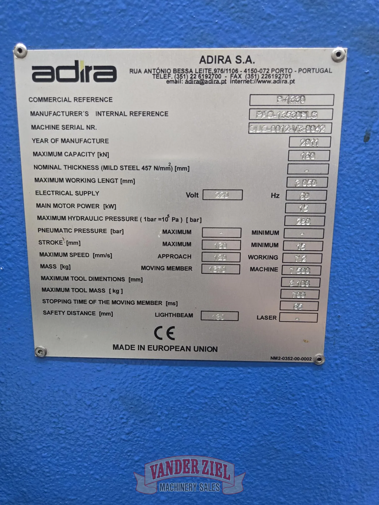 Adira Prima Power 10' x 110 Ton Press Brake - 2011 - Prefetch Image 44405