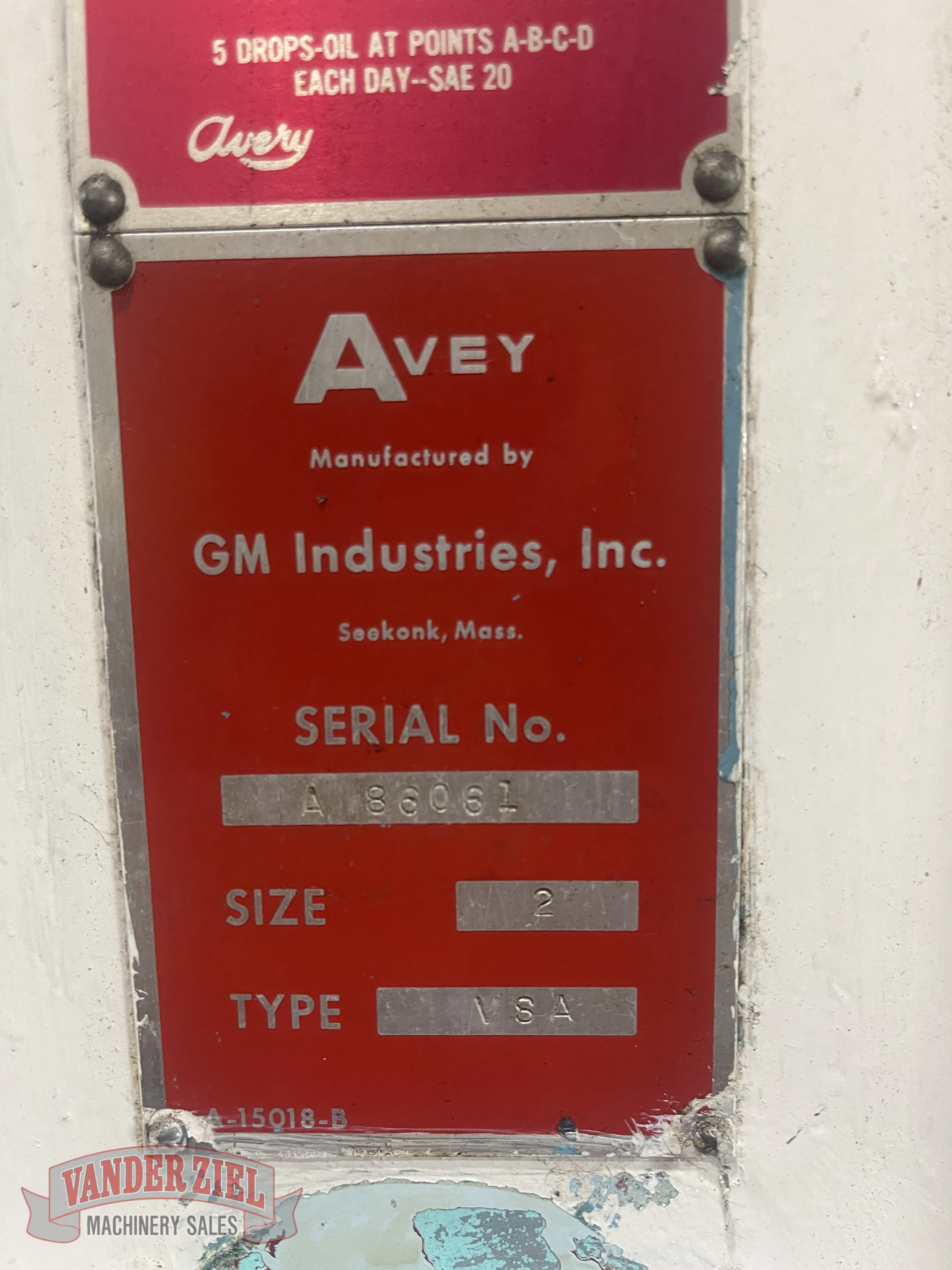 Avey Drill Press Model VSA Size 2 - Prefetch Image 45381