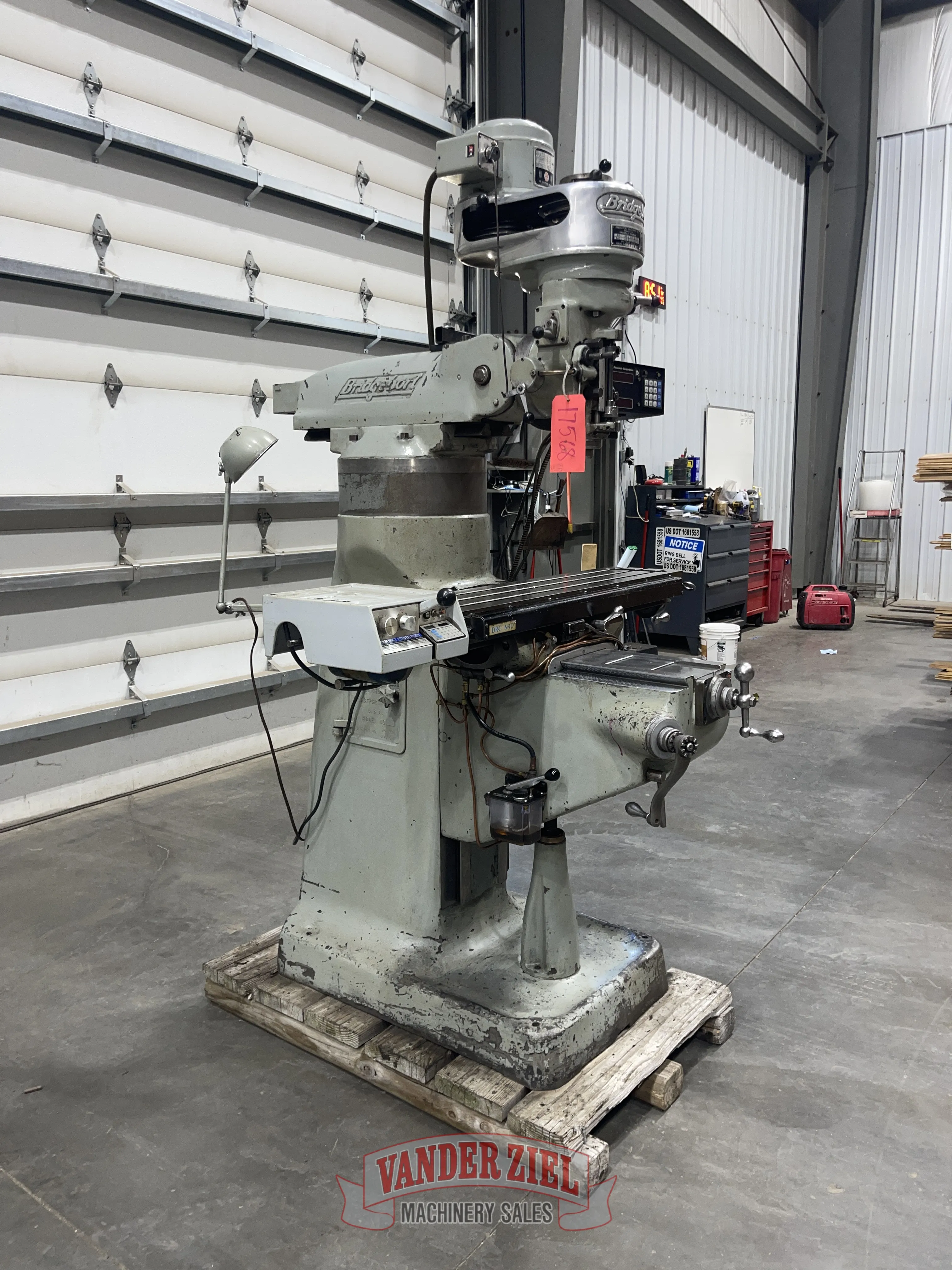 Bridgeport Step Pulley Vertical Knee Mill, 9” x 42” Table, 1 HP - Prefetch Image 46006