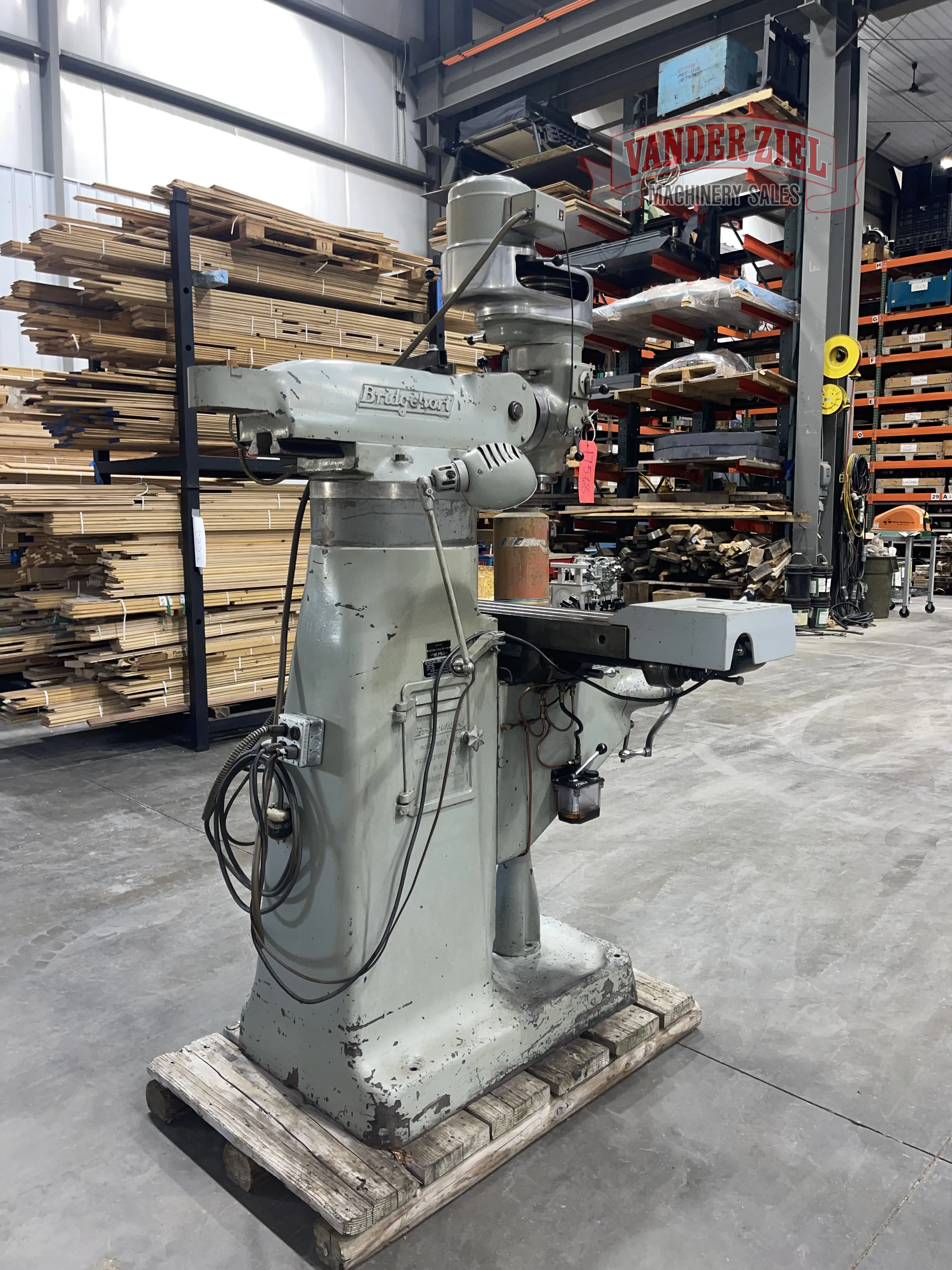 Bridgeport Step Pulley Vertical Knee Mill, 9” x 42” Table, 1 HP - Prefetch Image 46007