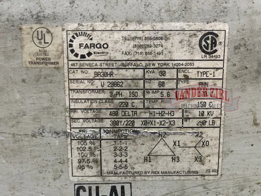 Transformer 30KVA 3 Phase 60HZ Primary 480. Sec 380Y/220 - Gallery Thumbnail 2