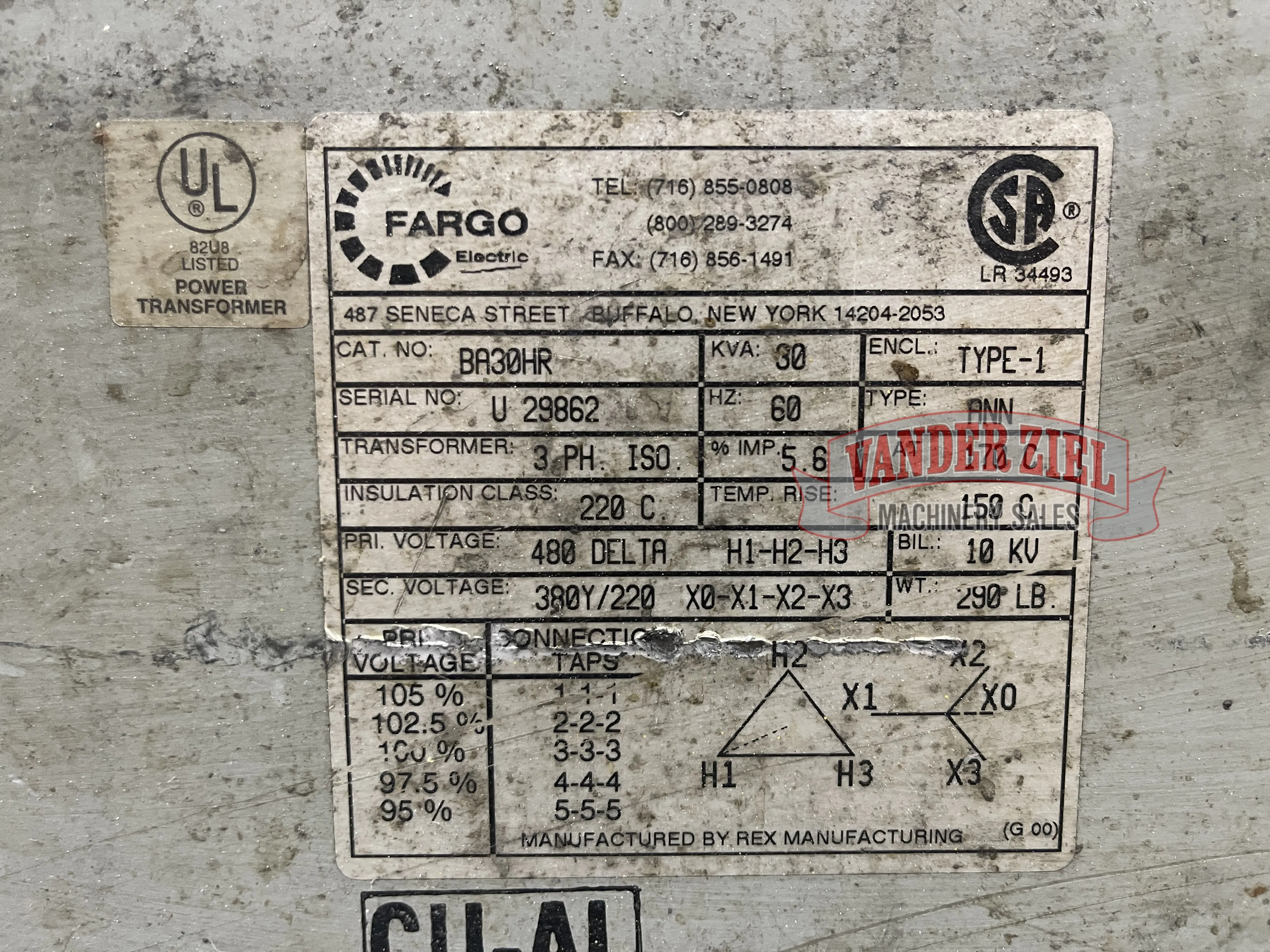 Transformer 30KVA 3 Phase 60HZ Primary 480. Sec 380Y/220 - Prefetch Image 46864