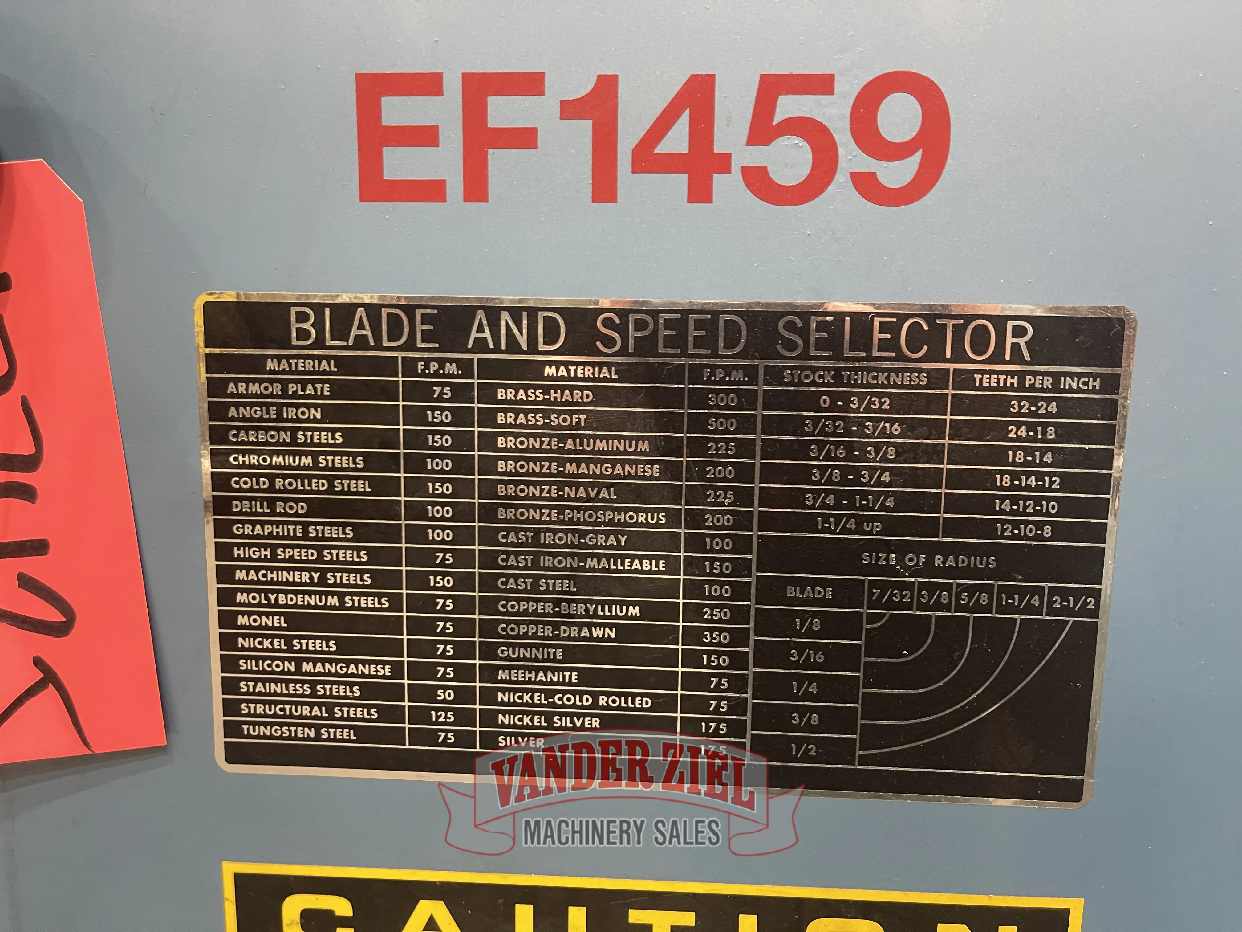 Roll-In EF1459 Roll In Vertical Bandsaw - Prefetch Image 47042