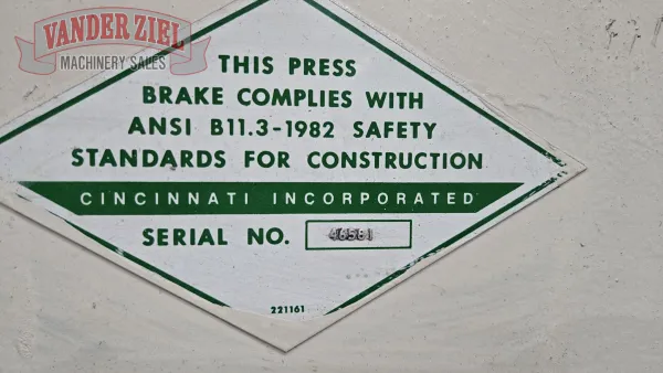 Cincinnati 12’ x 230 Ton Hydraulic Press Brake, Model 230 FMII x 10 - Gallery Thumbnail 7