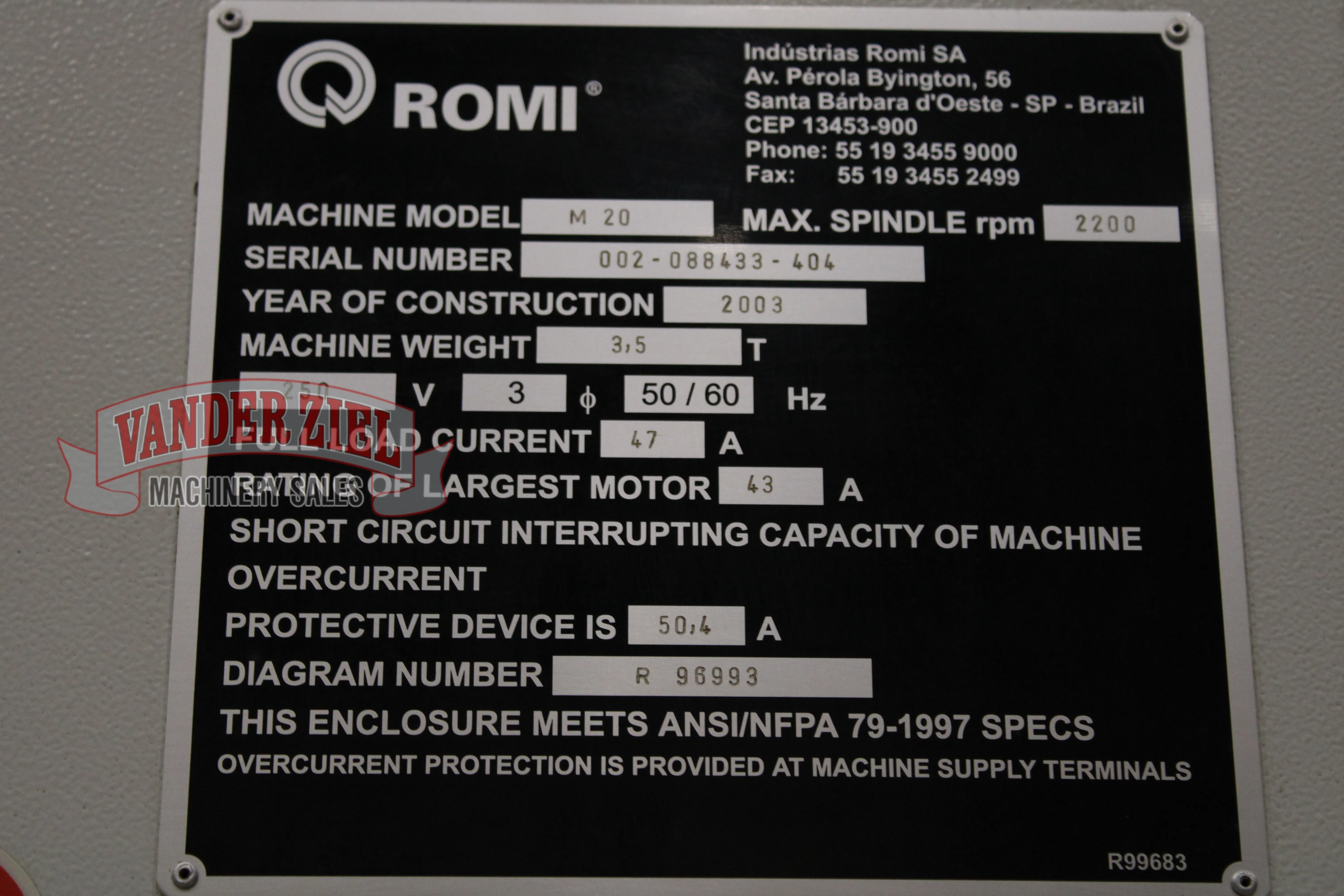 Romi 20.5" x 60" CNC Lathe, Model M20, 3.15" Spindle Bore - Prefetch Image 47847