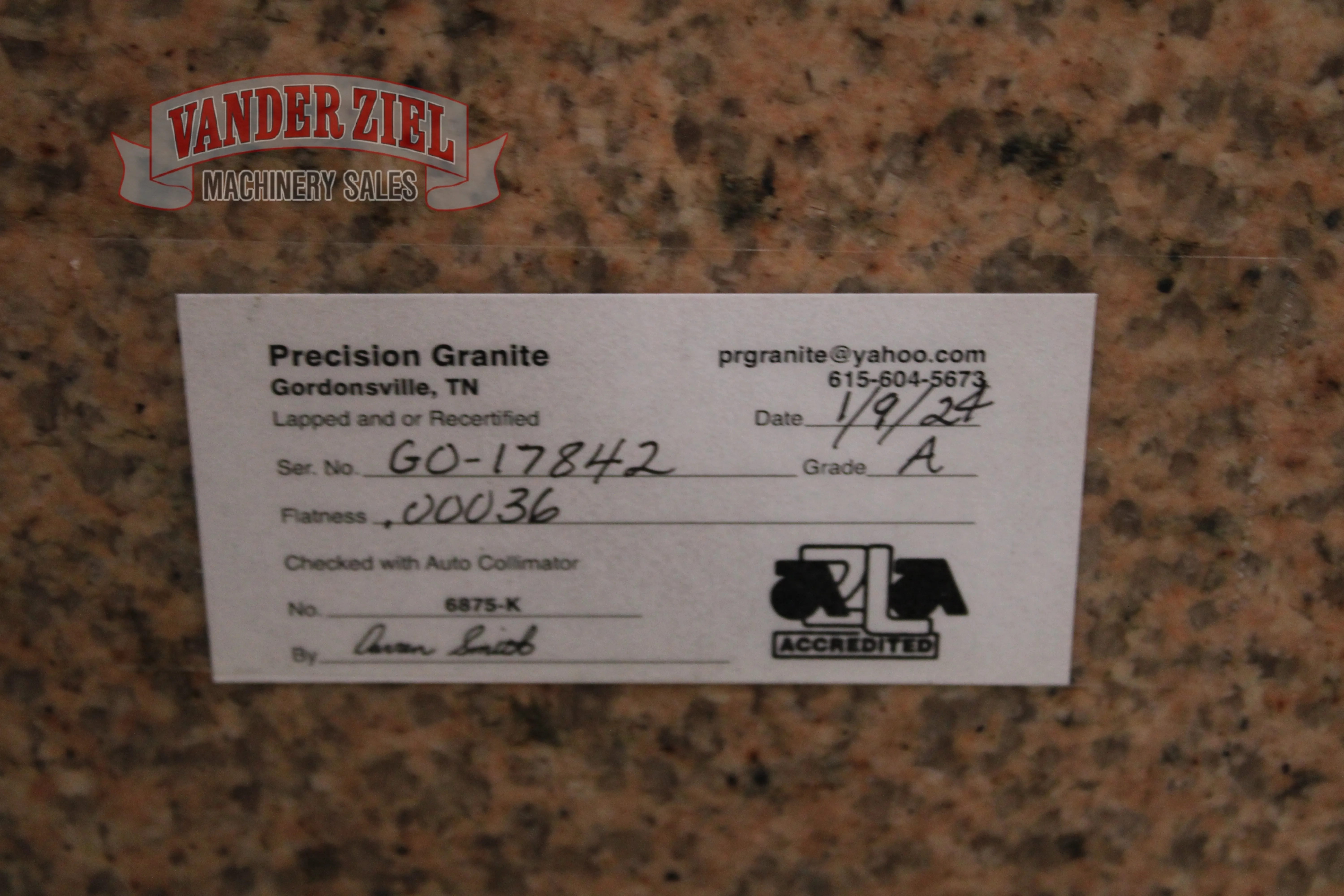 Starrett 4' x 6' x 8" Pink Grade A Granite Surface Plate - Prefetch Image 48124