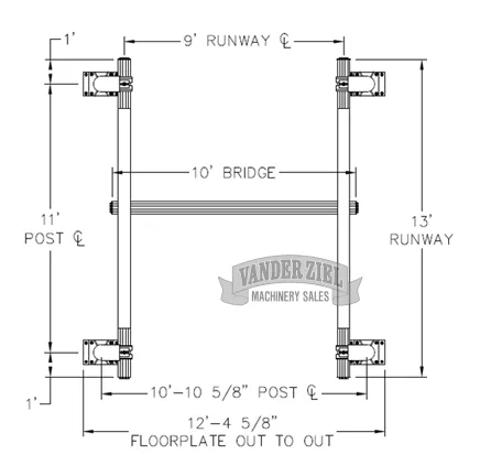 1 Ton Free Standing Crane System, 10' x 23' - Prefetch Image 48772