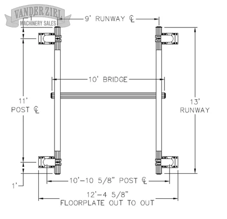 1 Ton Free Standing Crane System, 10' x 13' - Prefetch Image 48774