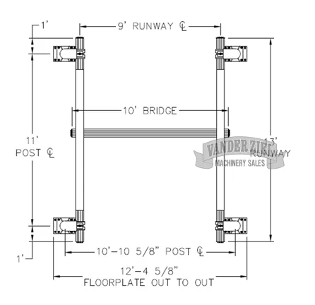 1 Ton Free Standing Crane System, 10' x 13' - Prefetch Image 48791