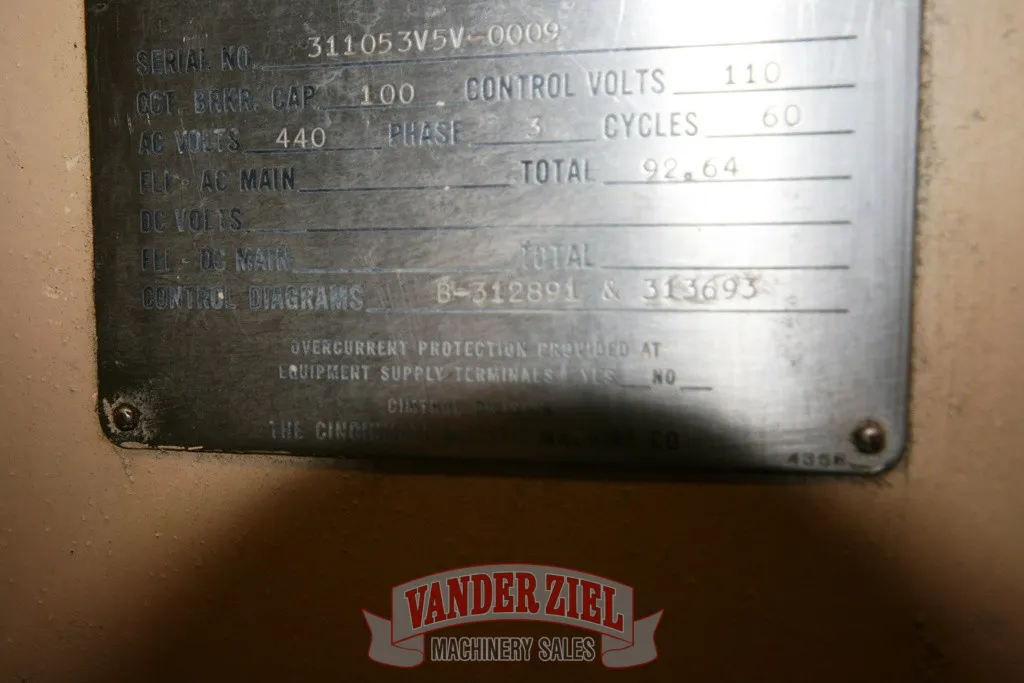 Cincinnati Model 550-20 Vercipower Vertical Mill, 94 1/2” x 20” - Prefetch Image 9965